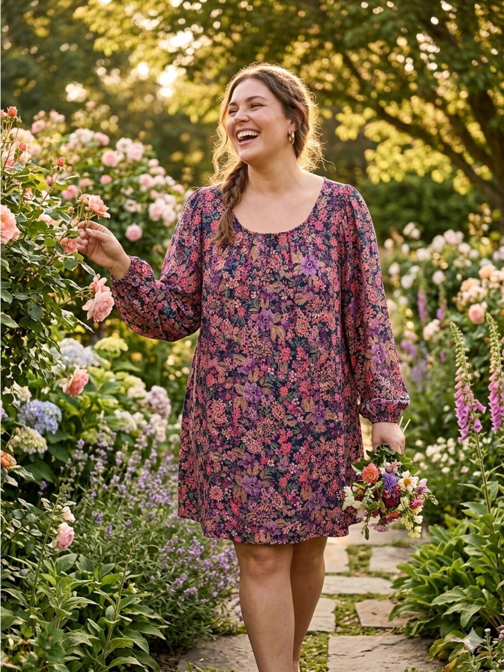 Gilli Floral Long Sleeve Mini Dress | Women’s Plus Size 2X